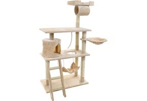 Krabpaal Speelhuis Katten 140cm Beige met Hangmat (34% Korting)