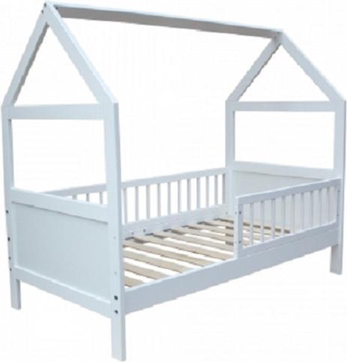 Peuterbed Huisje 140x70cm met Korting - Vurenhout Wit