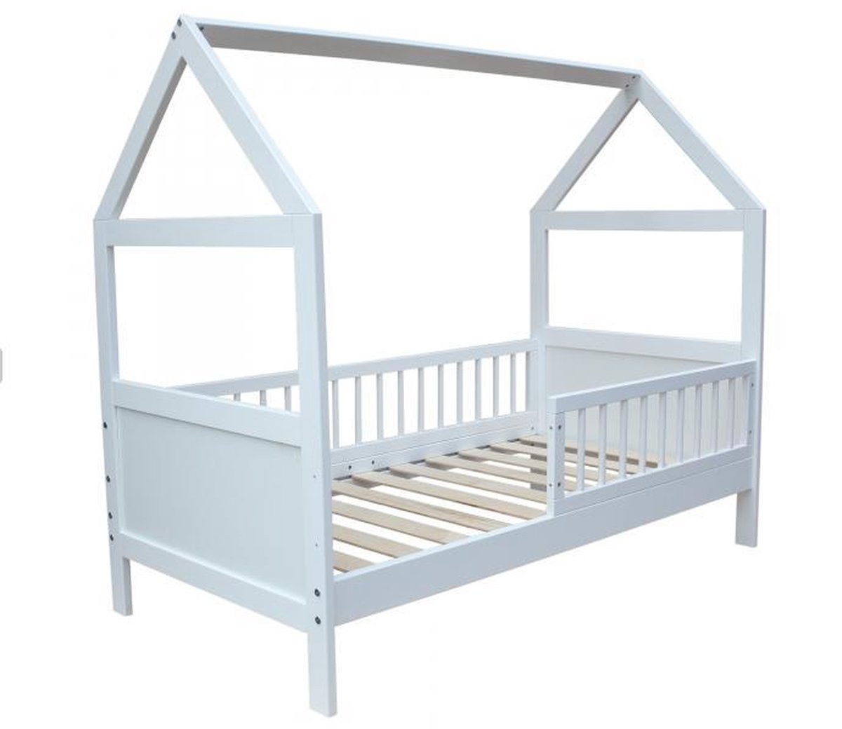 Peuterbed Huisje 140x70cm met Korting - Vurenhout Wit