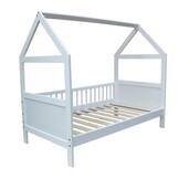 Peuterbed Huisje 140x70cm met Korting - Vurenhout Wit