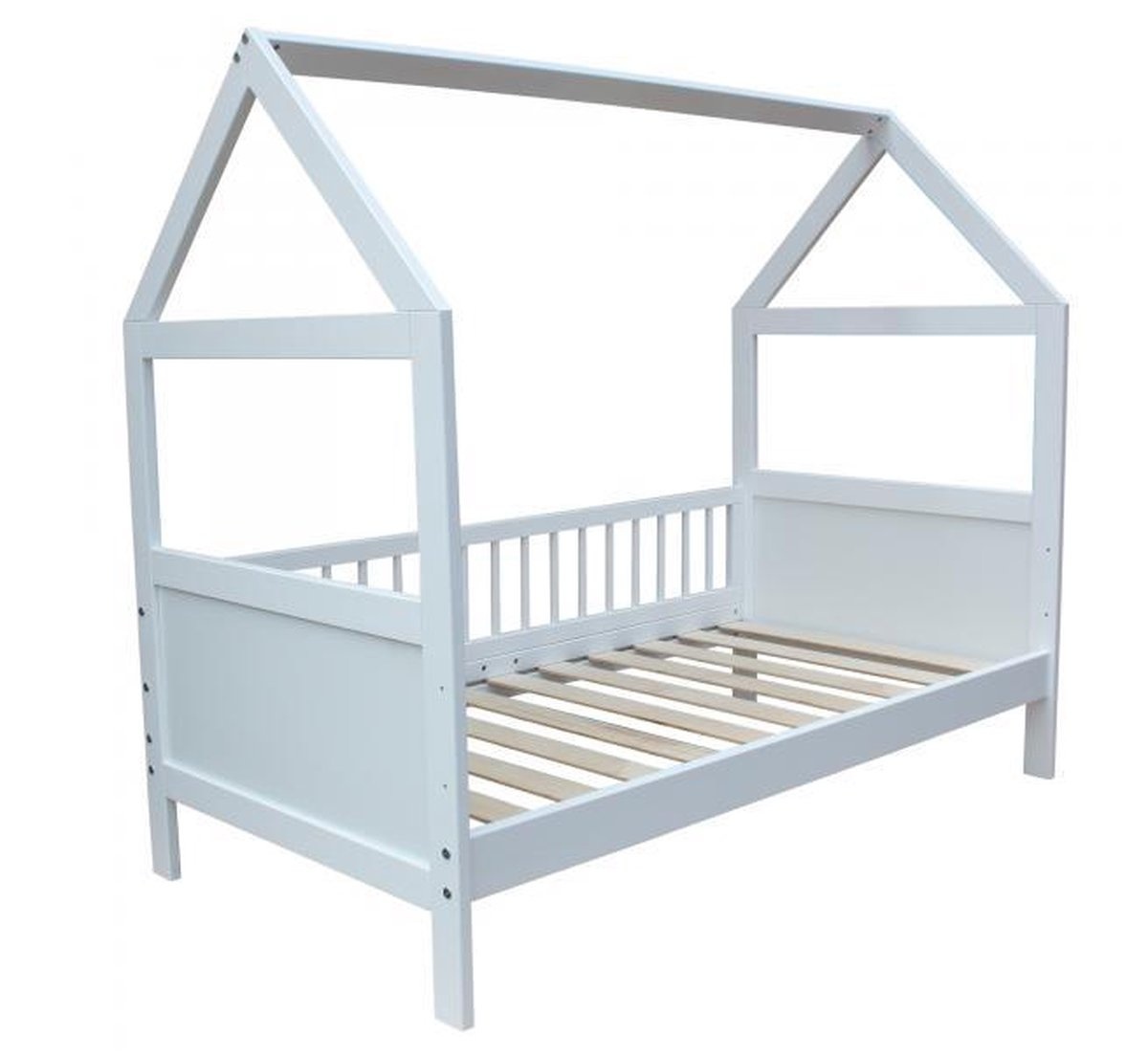 Peuterbed Huisje 140x70cm met Korting - Vurenhout Wit