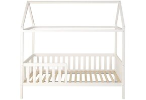 Huisbed Kinderbed Vurenhout Wit met Hek 200x90 cm - 35% Korting!