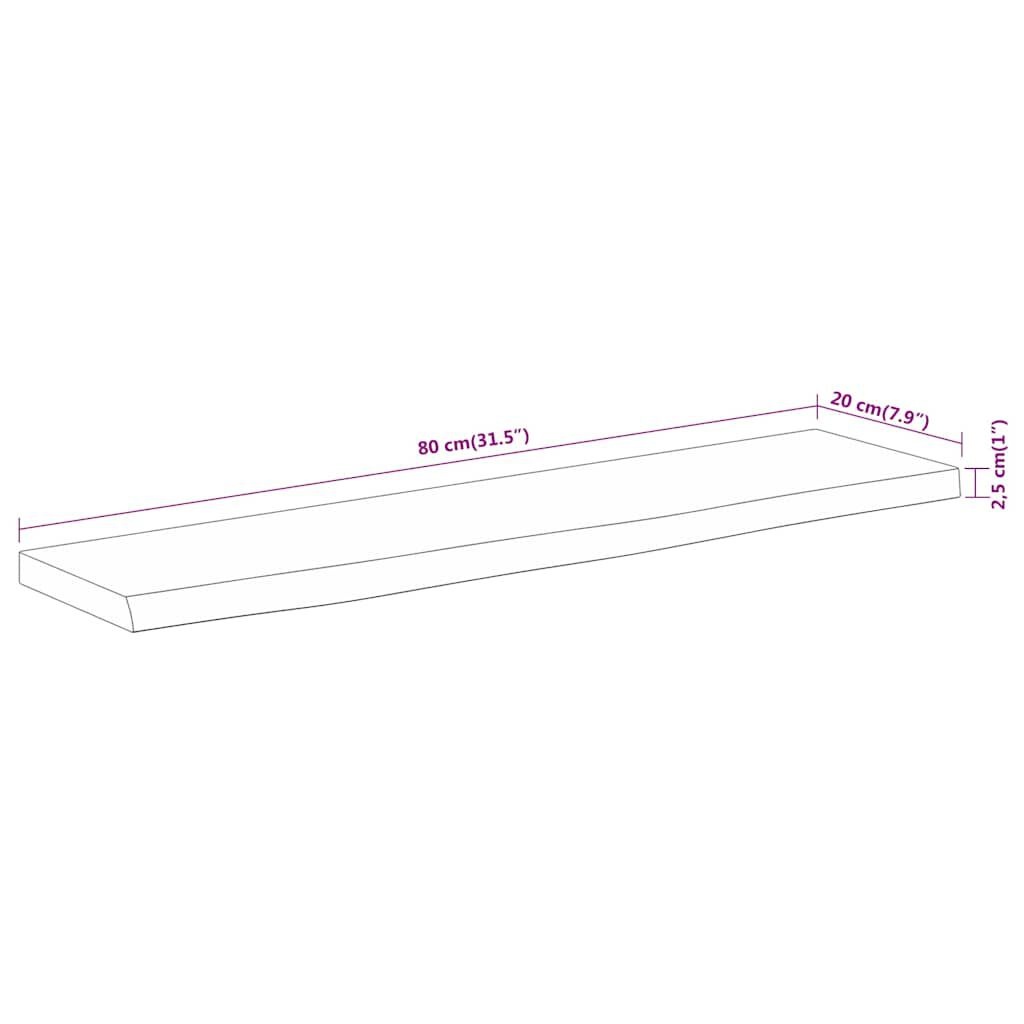 Acaciahout Wandschap met Natuurlijke Rand - 80x20x2,5 cm - 34% Korting!