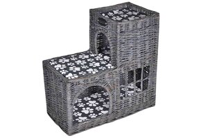 vidaXL Kattenbed/huis/kasteel met kussen, Wilgen, 34% Korting