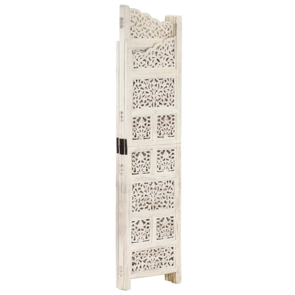 Kamerscherm 4 Panelen Mangohout Wit 160x165cm - 35% Korting!