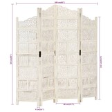 Kamerscherm 4 Panelen Mangohout Wit 160x165cm - 35% Korting!