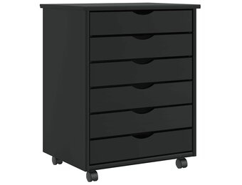 VidaXL Ladekast MOSS - Verrijdbaar Grenenhout Zwart - 35% Korting