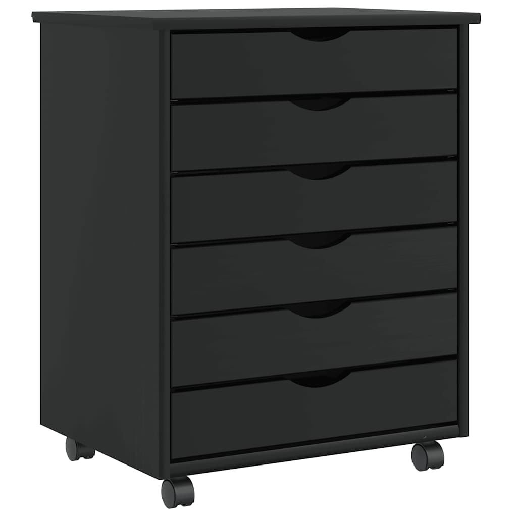 VidaXL Ladekast MOSS - Verrijdbaar Grenenhout Zwart - 35% Korting