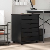 VidaXL Ladekast MOSS - Verrijdbaar Grenenhout Zwart - 35% Korting