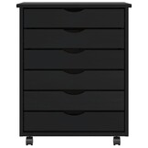 VidaXL Ladekast MOSS - Verrijdbaar Grenenhout Zwart - 35% Korting