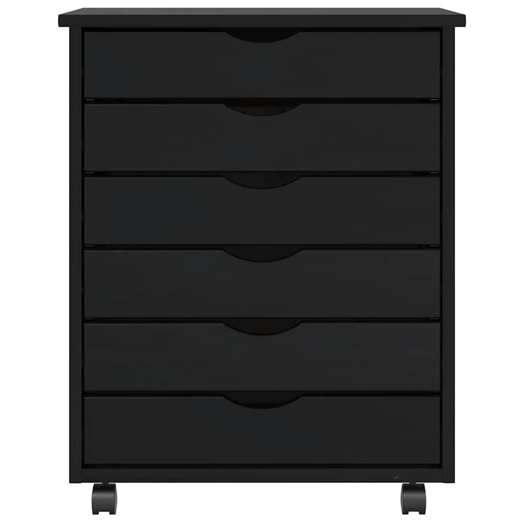 VidaXL Ladekast MOSS - Verrijdbaar Grenenhout Zwart - 35% Korting