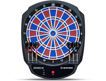 Carromco Smartness Arcadia 4.0 – elektronisch dartbord Profi E-Dartboard met app, rood-blauw, voor 1-8 spelers, softdarts, USB-kabel, 17 spellen & 312 varianten (incl. cricket)
