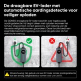 GONEO Type 2 Laadkabel Schuko 3,68kW 16A 5m | Draagbare EV-lader & Noodlaadkabel 230V voor EV PHEV | Met AC/DC Aardlekschakelaar, Temperatuurbeveiliging & Timer – Ideaal Thuis en Onderweg - Maat 5M | TUV CE