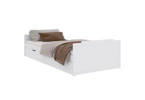 VidaXL Massief Grenen Bedframe met Lades Wit 90x200 cm - 35% Korting