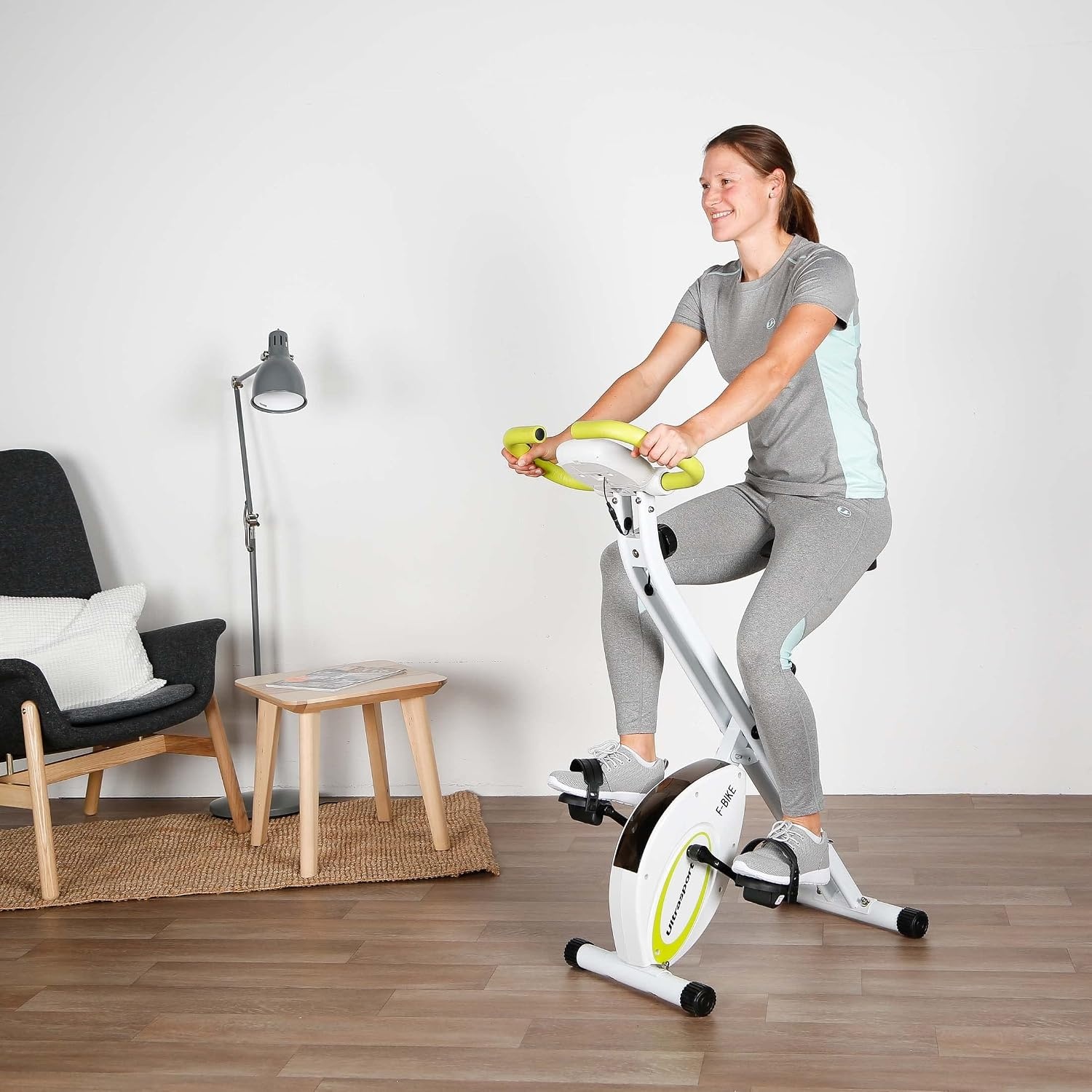 Compacte Opvouwbare Hometrainer | 8 Weerstanden | Wit/Groen - 34% Korting