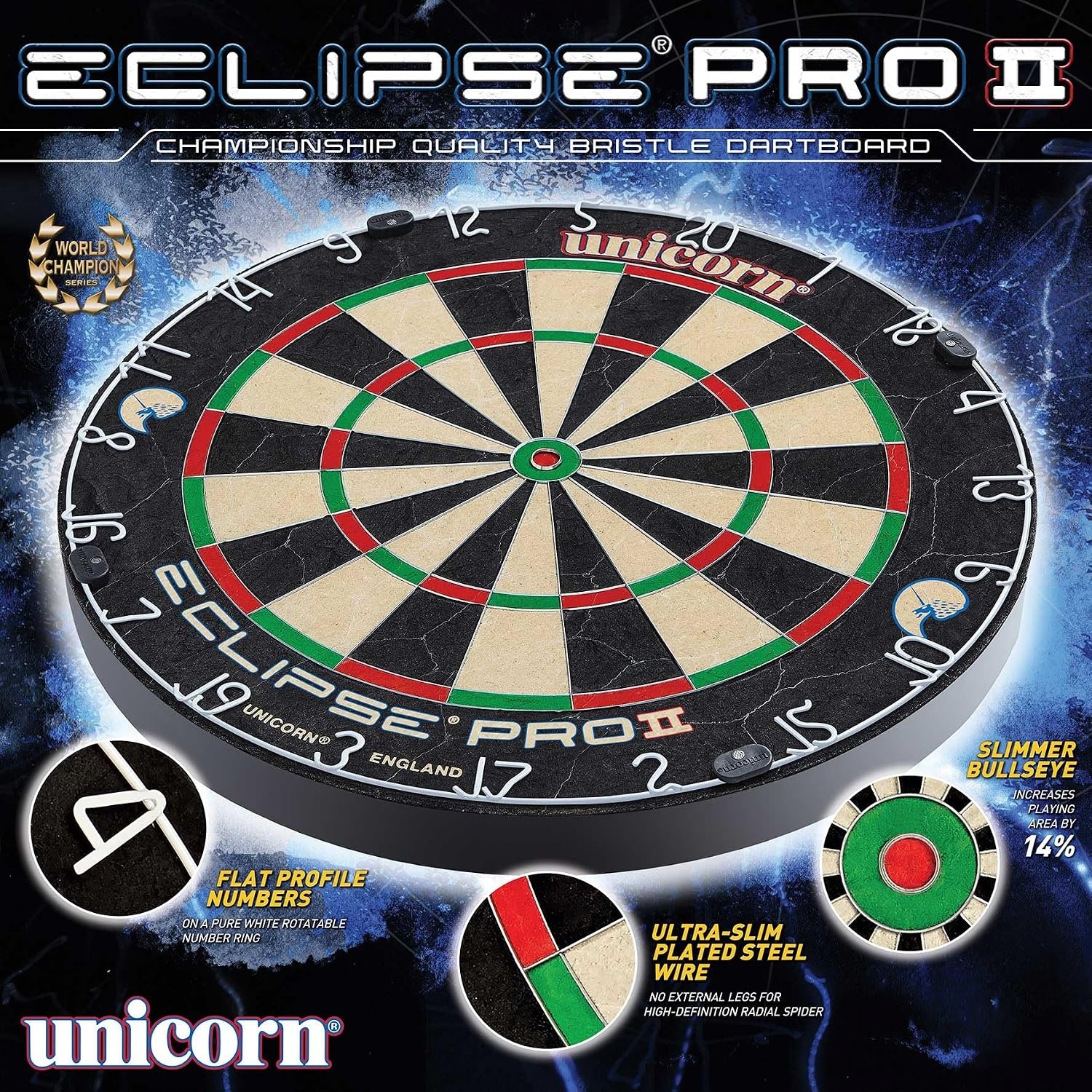 Dartbord Unicorn Eclipse Pro 2 Borstel Zwart - 53% Korting!
