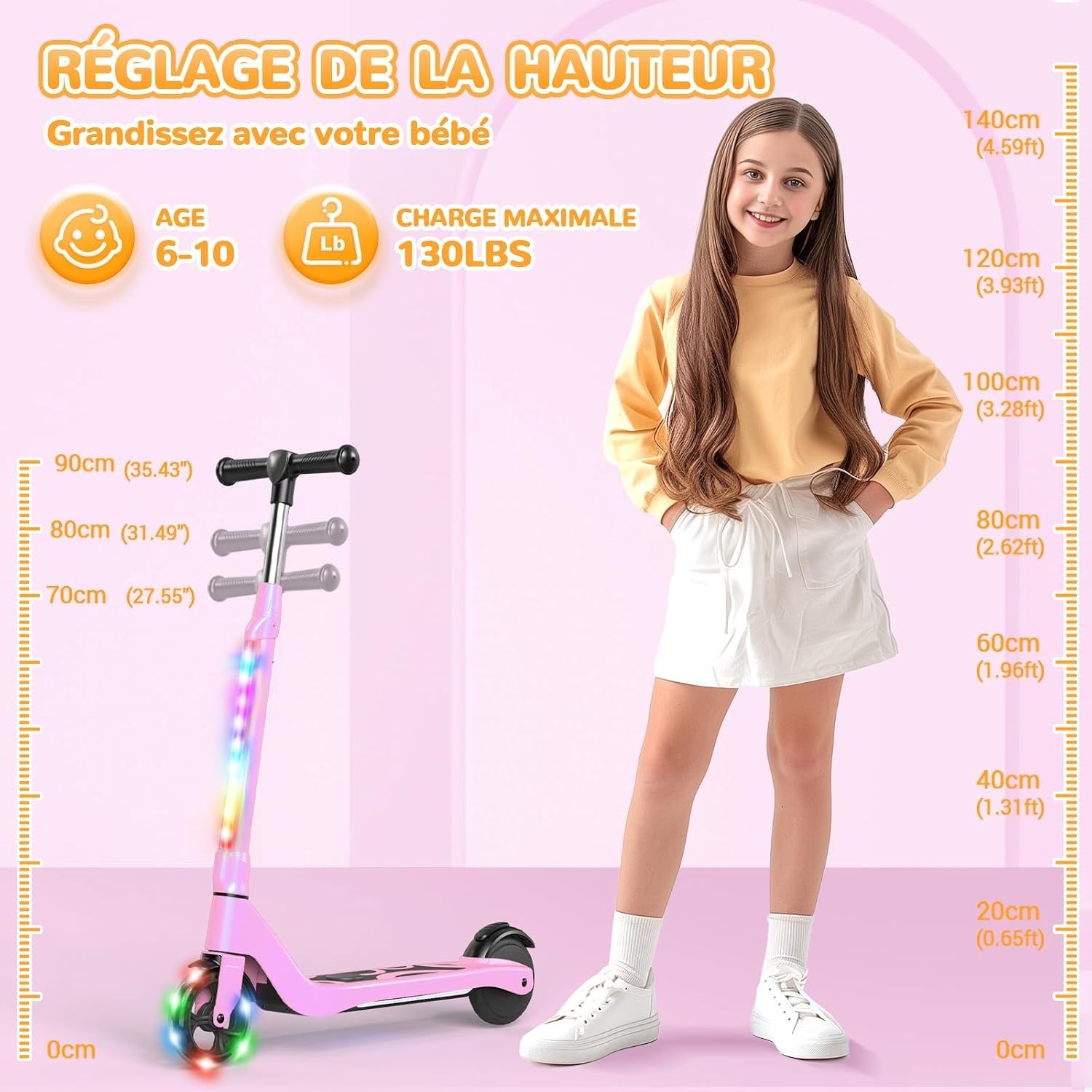 Elektrische kinderstep (6-10 jr) met LED, 34% korting