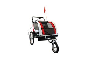 Rode Fietskar voor Kinderen (2 Zits) - Met Schokbreker & Buggy Functie - 35% Korting