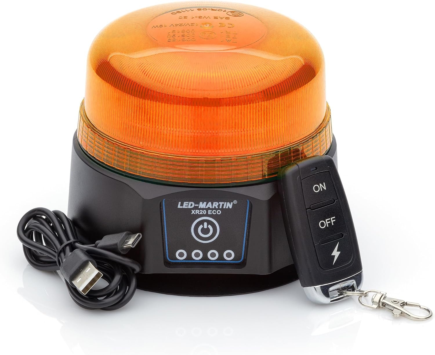LED Zwaailicht XR20 ECO Geel - Accu, USB Oplaadbaar - 35% Korting!