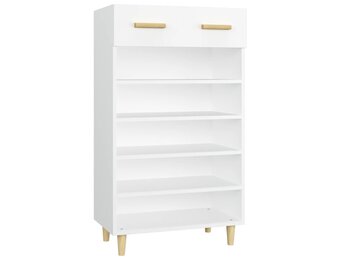Schoenenkast bewerkt hout wit 60x35x105 cm - 54% Korting!