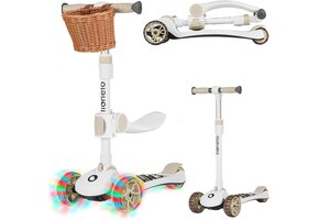 Lionelo Franky 2-in-1 Kinderstep met Zitje & Mandje - Beige (34% Korting)
