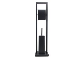 Staande WC Rolhouder met Toiletborstel - 20x80cm - Zwart - 33% Korting