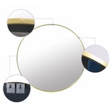 Gouden Wandspiegel Rond ø 80 cm - Metalen Frame - 46% Korting