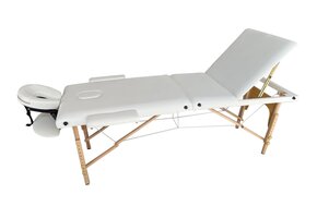 Massagetafel Inklapbaar Wit - 3 Secties - 185x70cm - Hout - 34% Korting