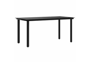 vidaXL Tuintafel Staal & Gehard Glas Zwart - 160x80cm (35% Korting)