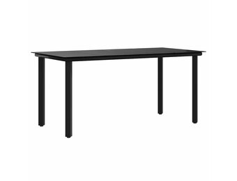 vidaXL Tuintafel Staal & Gehard Glas Zwart - 160x80cm (35% Korting)