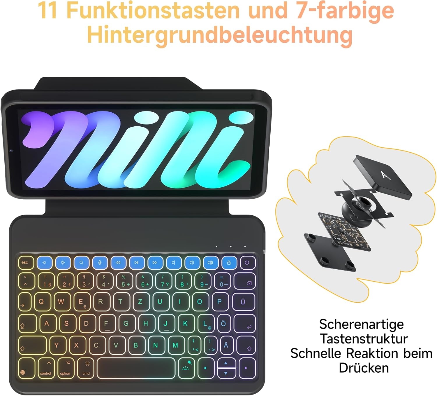 iPad Mini 6 (2021) Toetsenbordhoes met Bluetooth & Afneembaar Folio - 46% Korting