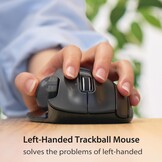 ELECOM EX-G Trackball-muis voor linkshandigen, 2,4 GHz USB draadloos, ergonomisch, duimbediening, Tracking Roller Ball, 6 programmeerbare toetsen, kantelscroll - Maat Left-handed