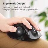 ELECOM EX-G Trackball-muis voor linkshandigen, 2,4 GHz USB draadloos, ergonomisch, duimbediening, Tracking Roller Ball, 6 programmeerbare toetsen, kantelscroll - Maat Left-handed
