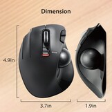 ELECOM EX-G Trackball-muis voor linkshandigen, 2,4 GHz USB draadloos, ergonomisch, duimbediening, Tracking Roller Ball, 6 programmeerbare toetsen, kantelscroll - Maat Left-handed