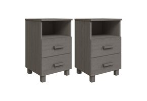 vidaXL Nachtkastjes HAMAR: 2 stuks Grenenhout Lichtgrijs