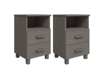 vidaXL Nachtkastjes HAMAR 2 st 40x35x62 cm grenenhout lichtgrijs