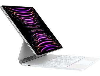 HOU iPad Pro 12.9 Toetsenbordhoes Wit met Touchpad en Verlichting (6e, 5e, 4e, 3e Generatie)