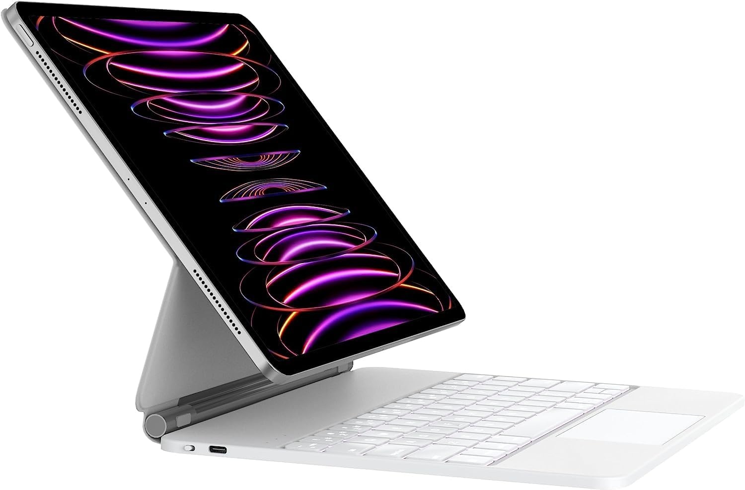HOU iPad Pro 12.9 Toetsenbordhoes Wit met Touchpad en Verlichting (6e, 5e, 4e, 3e Generatie)