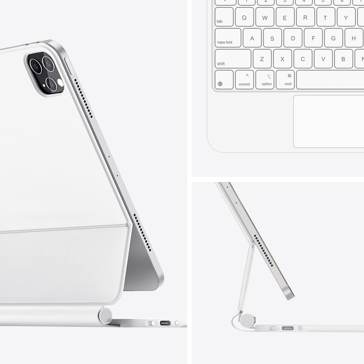 HOU iPad Pro 12.9 Toetsenbordhoes Wit met Touchpad en Verlichting (6e, 5e, 4e, 3e Generatie)