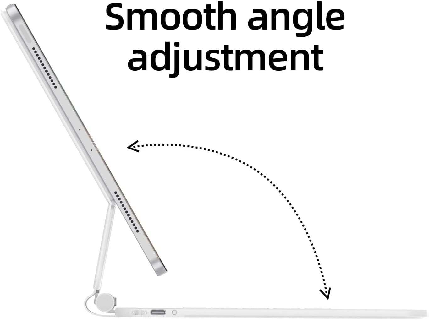 HOU iPad Pro 12.9 Toetsenbordhoes Wit met Touchpad en Verlichting (6e, 5e, 4e, 3e Generatie)