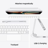 HOU iPad Pro 12.9 Toetsenbordhoes Wit met Touchpad en Verlichting (6e, 5e, 4e, 3e Generatie)