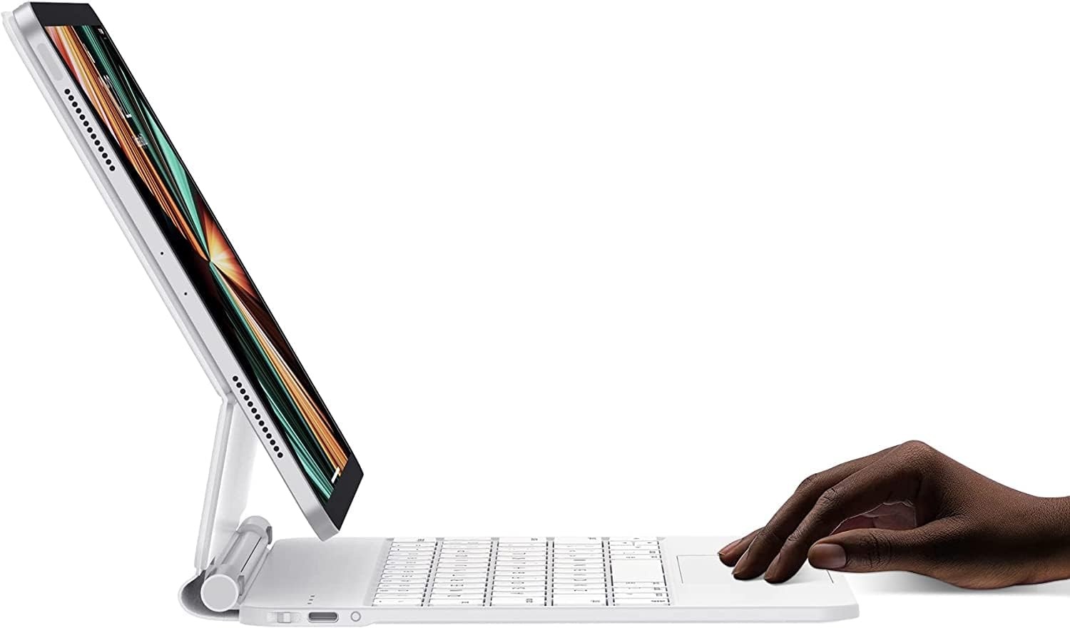 HOU iPad Pro 12.9 Toetsenbordhoes Wit met Touchpad en Verlichting (6e, 5e, 4e, 3e Generatie)