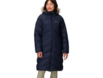 Marmot Dames Wm's Montreaux Coat, Lichte donsjas, 700s Fill-Power, warme parka, stijlvolle winterjas, waterafstotend, winddicht, Midnight Navy, M