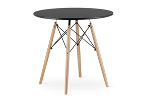 Ronde Eettafel Zwart Ø80cm | MDF Mat | Beukenhout & Staal | -34%