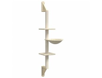 vidaXL Kattenmeubel wandgemonteerd met krabpaal 142,5 cm crèmekleurig