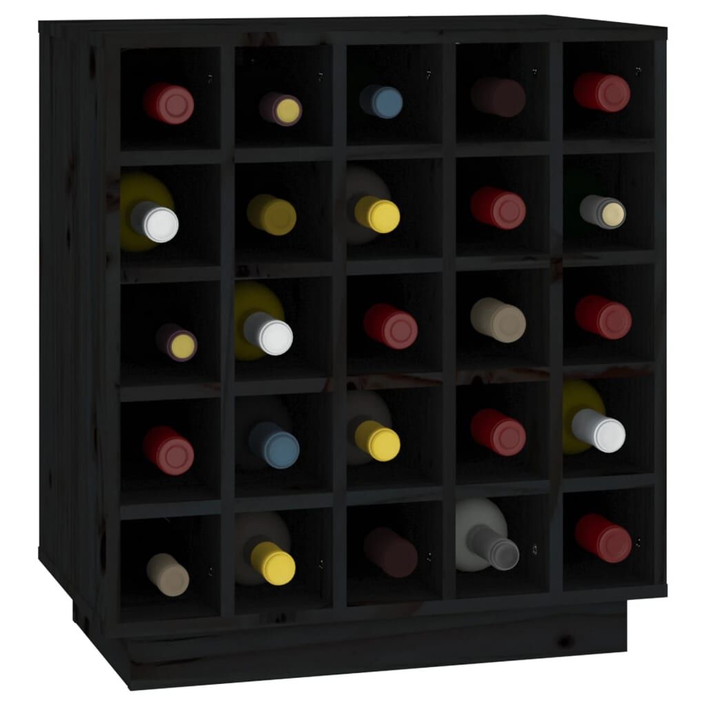 vidaXL Wijnkast Grenenhout Zwart 55,5x34x61 cm - 56% Korting
