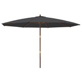 vidaXL Parasol met houten paal 400x273 cm zwart