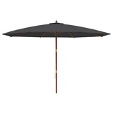 vidaXL Parasol met houten paal 400x273 cm zwart