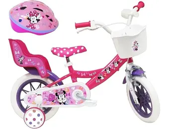 Kinderfiets Minnie Mouse 12" Roze - Meisjesfiets met Zijwieltjes