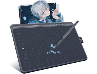 HUION 2020 Nieuwe HS611 (spacegrijs), Professionele Tekentablets, Batterijloze PW500 Digitale Pen, Uitgerust met Multimedia-aanraakknoppen (Instelbaar Volume, Muziek Afspelen), Ondersteuning voor OTG - Maat 10,2 x 6,36 Inch